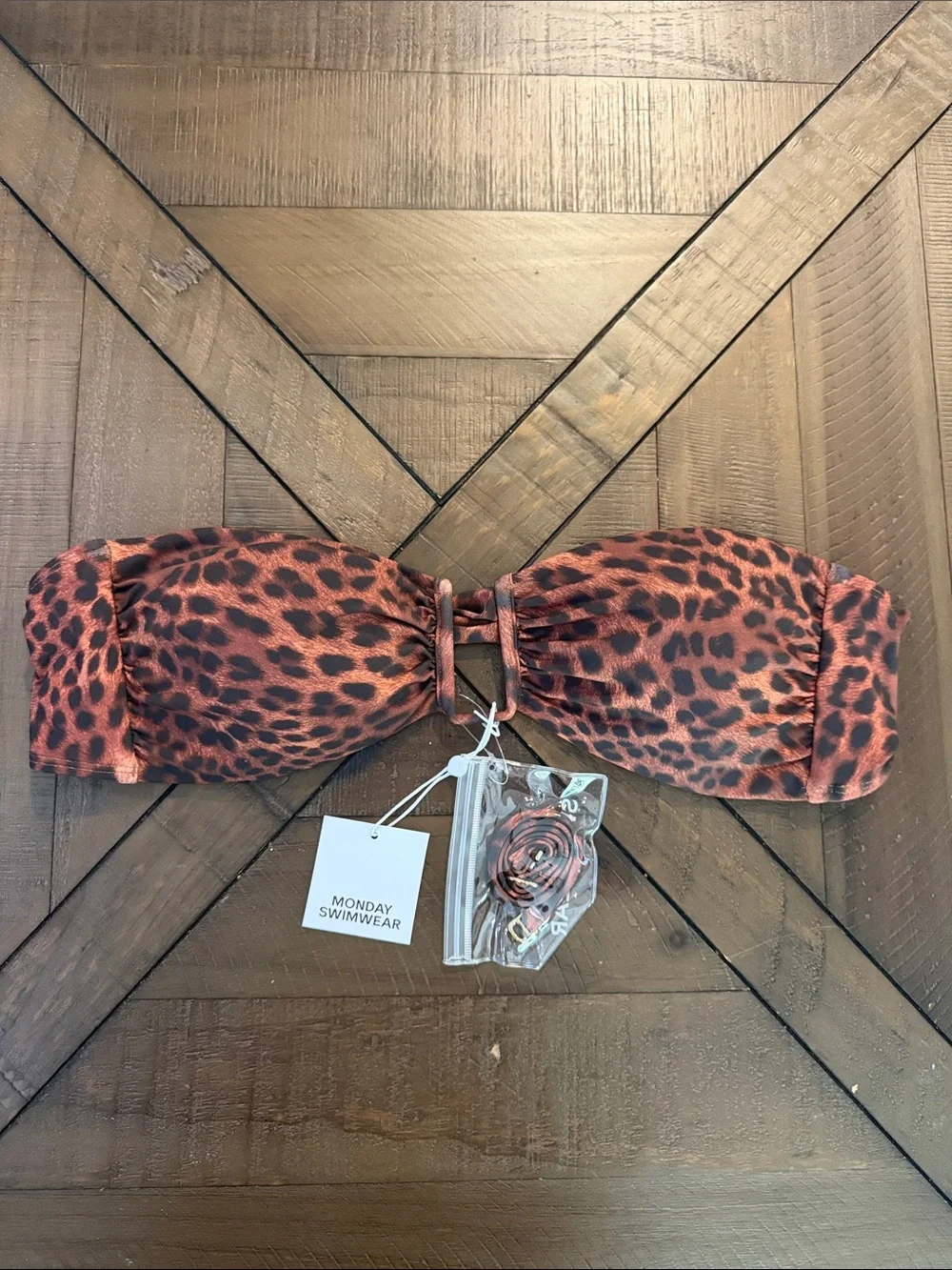 NWT Monday Swimwear ST. MARTINIQUE BANDEAU Top in Dark Jaguar size L
